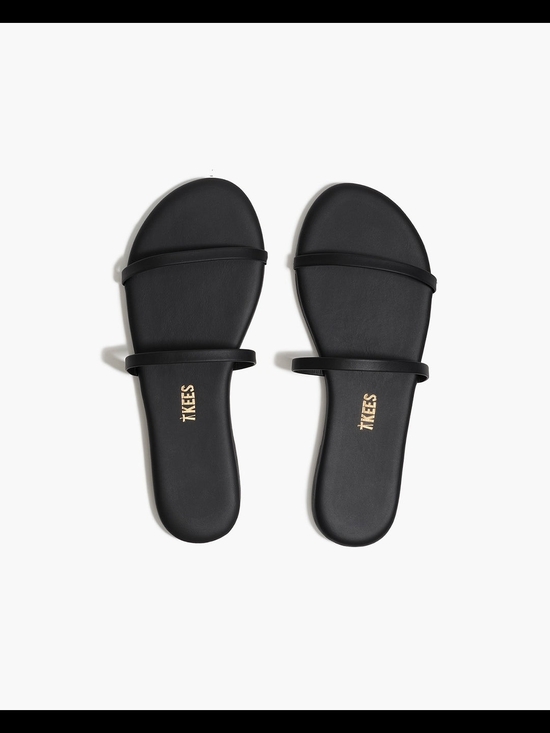 TKEES Shoes - TKEES Gemma Leather Black Double Strap Slide Sandals Size US 7 / EUR 38
